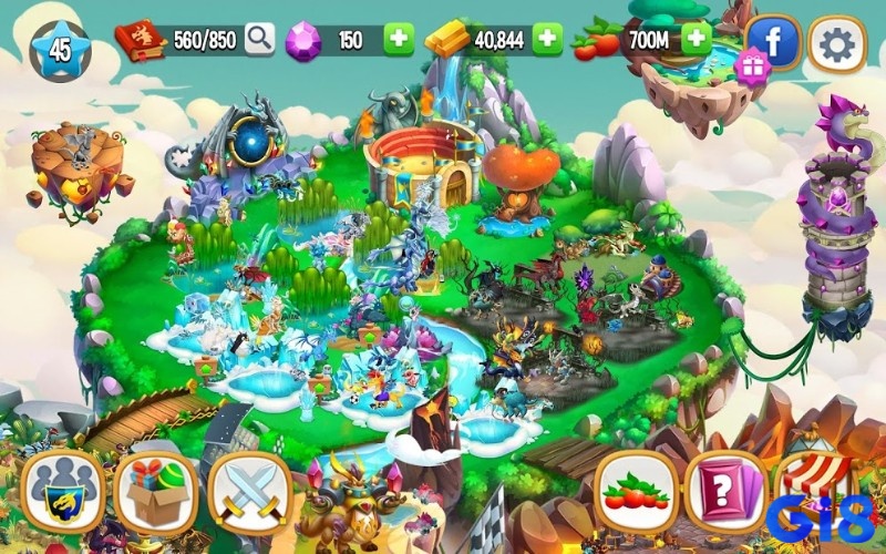 Game Dragon City có lối chơi mô phỏng nuôi thú sinh động